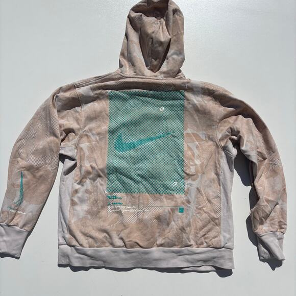 Nike Dri Fit Men’s Standard Issue Aop Halftone Grid Hoodie Beige L - Picture 4 of 9